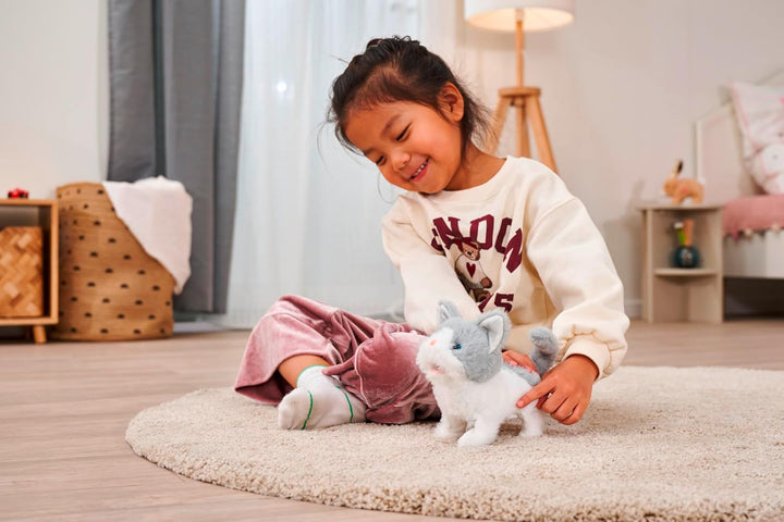 Simba PetZoo Kitty, Spielzeug Haustier, mit Sound, läuft und wackelt mit dem Schwanz, Try me, 19cm,
