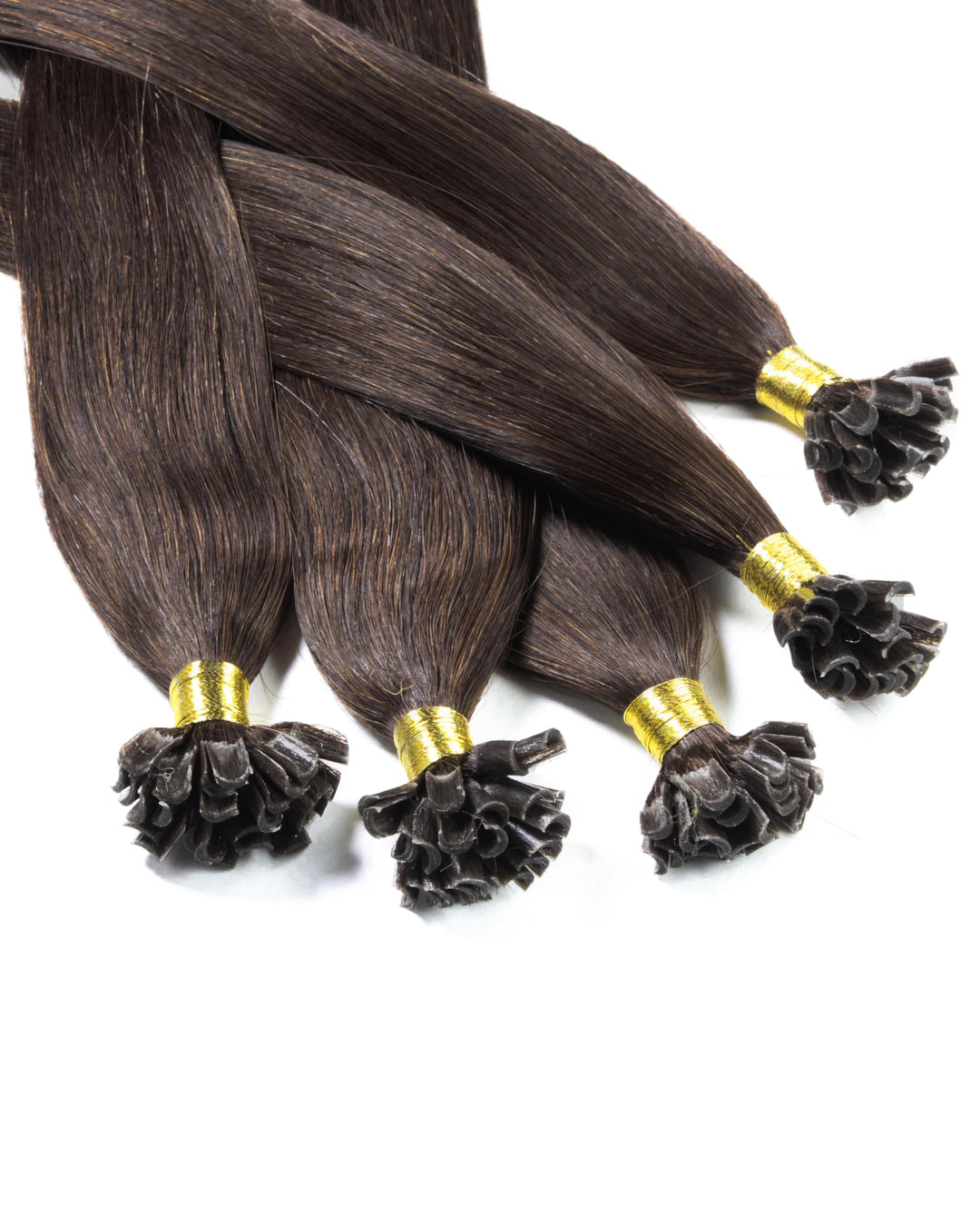 hair2heart Extensions Echthaar Bondings glatt - 100 Strähnen 0.5g 60cm 6/3 dunkelblond gold #4 Braun