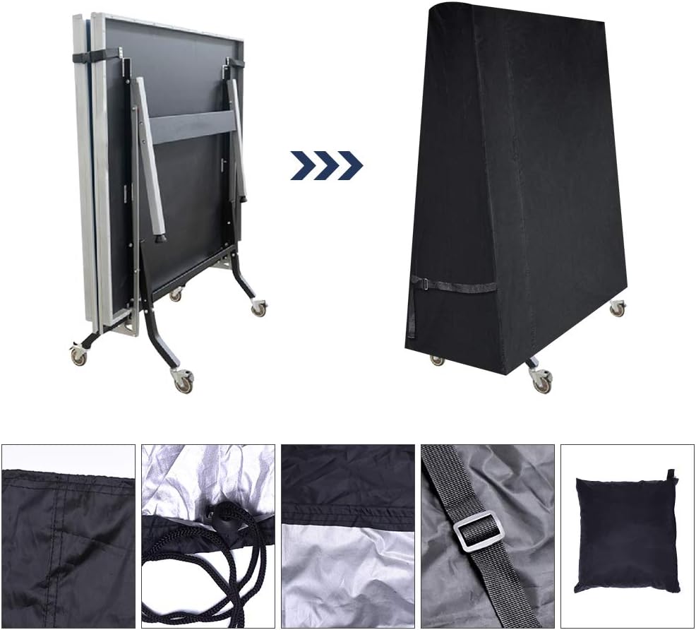 Gurkkst Premium Tischtennisabdeckung Wasserdichte Tischtennisplatte für Outdoor und Indoor Schwarz (