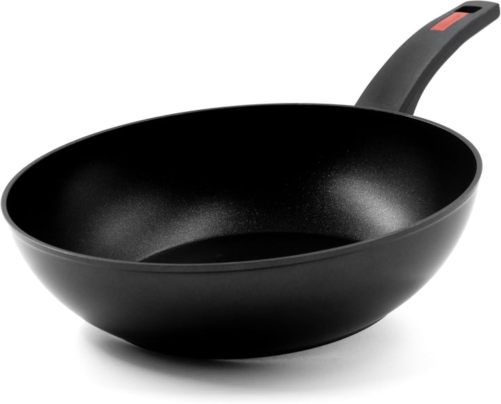 Zanetti Evolution Wok für Induktion, Durchmesser 28 cm, Wokpfanne mit Antihaftboden, hohe Dicke, Wok