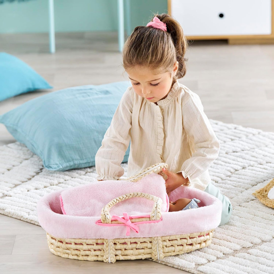 Corolle Mon Grand Poupon geflochtener Korb, Bett/Tragetasche mit Decke und Kissen für alle 36-42cm P