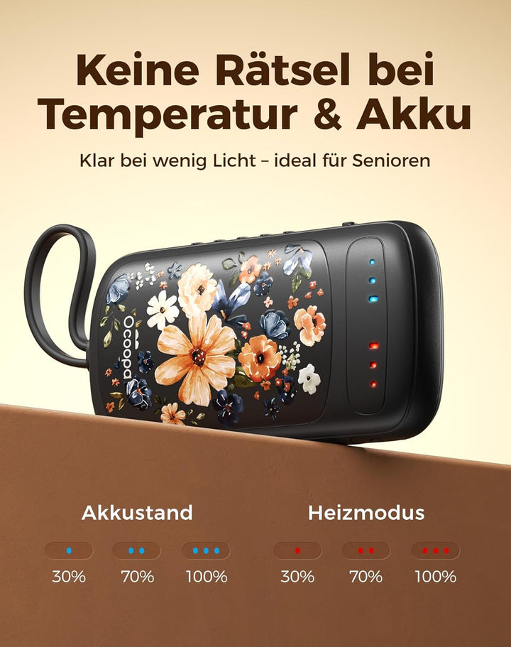 OCOOPA Handwärmer Elektrisch, Beidseitige Erwärmung, 2s Sofortwärme, 8 Std. Laufzeit, 67g leicht, Wi