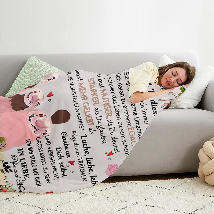 Personalisierte Kuscheldecke An unsere Tochter von Eltern, Mama und Papa zu Positive Ermutigung und