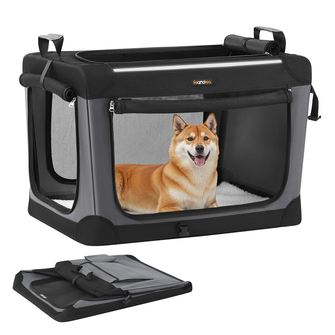 Feandrea Hundebox faltbar, 76,2 cm Transportbox für mittelgrosse Hunde, Hundetasche, Oxford-Gewebe,