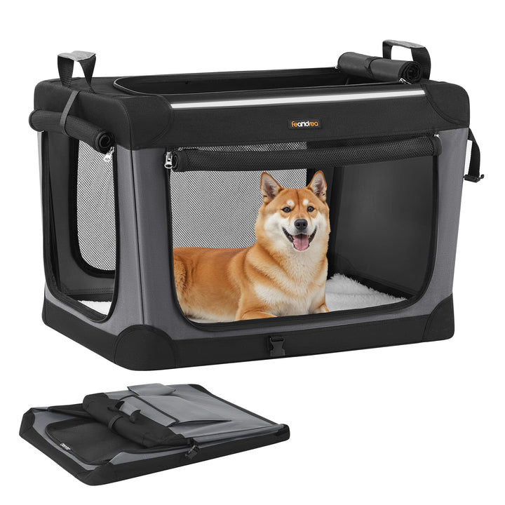 Feandrea Hundebox faltbar, 76,2 cm Transportbox für mittelgrosse Hunde, Hundetasche, Oxford-Gewebe,