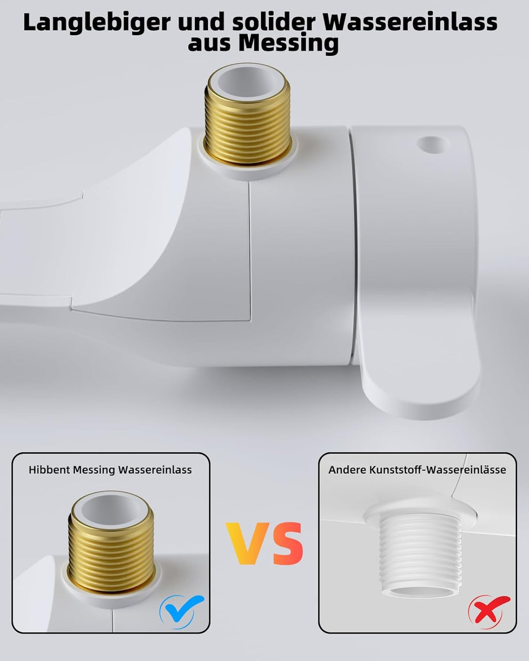 Hibbent Nicht Elektrisch Bidet Toilettenaufsatz mit Einziehbare selbstreinigende Doppeldüsen, und He