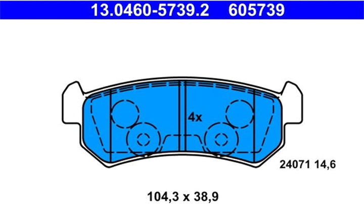 ATE 13.0460-5739.2 Bremsbelagsatz, Scheibenbremse