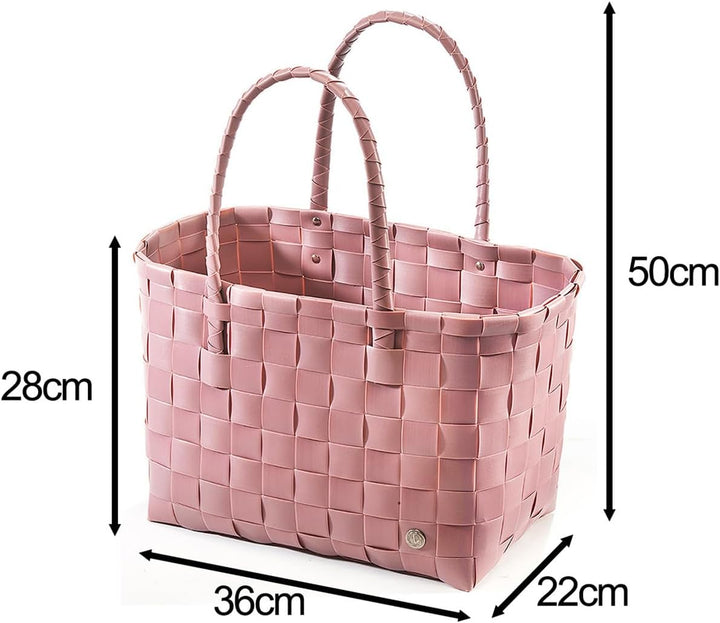 Kobolo Tasche Einkaufstasche Einkaufskorb geflochten Kunststoff Shopper - Rose XXL - rosa
