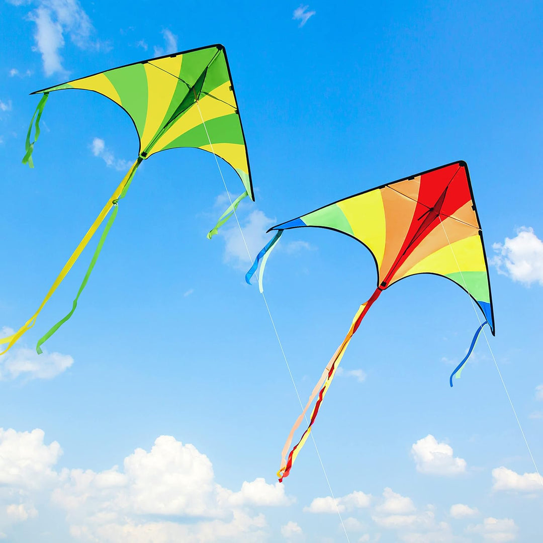 JOYIN 2 Packs grosser Delta-Drachen Grün und Regenbogen Drachen Einfach zu fliegen Riesige Drachen f