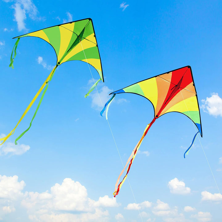 JOYIN 2 Packs grosser Delta-Drachen Grün und Regenbogen Drachen Einfach zu fliegen Riesige Drachen f