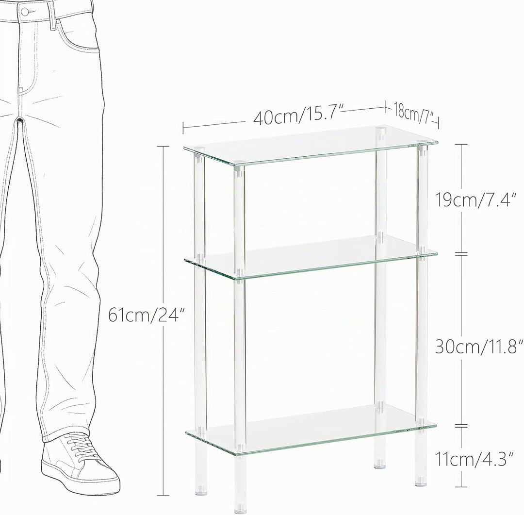 Beistelltisch Glas Glastisch Klein LET523TR 3 Etagen, 3 Etagen