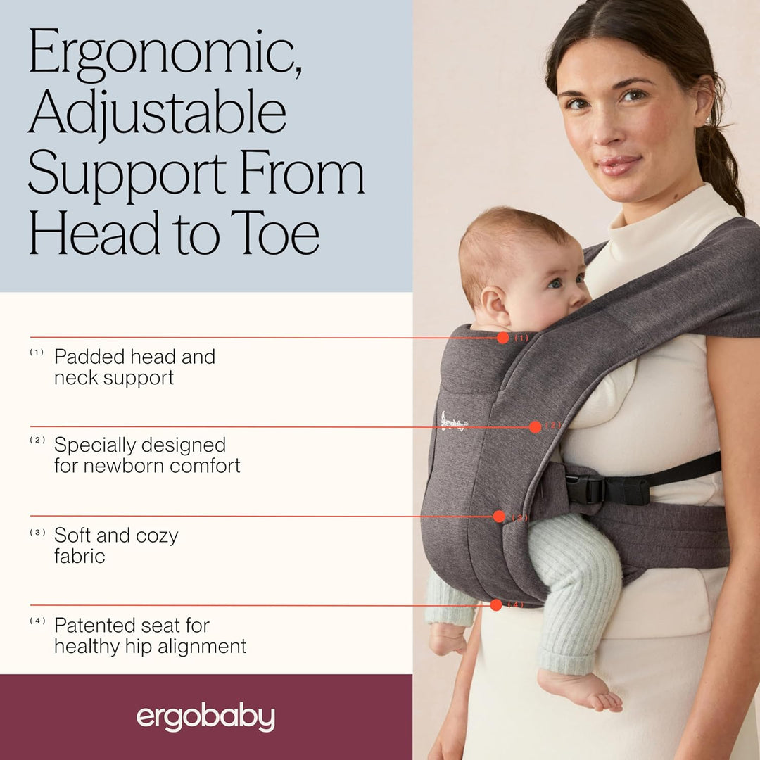 Ergobaby Babytrage für Neugeborene ab Geburt Extra Weich, Embrace Bauchtrage Baby-Tragetasche Ergono