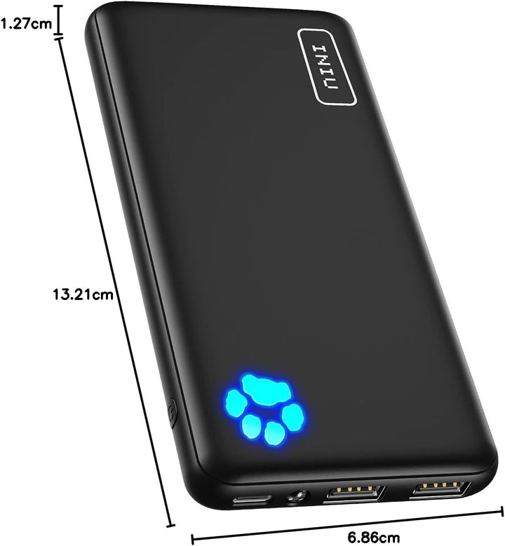 INIU Power Bank, Ultra Slim 10000mAh Powerbank Klein Aber Stark, USB C (In & Output), Externe Handya