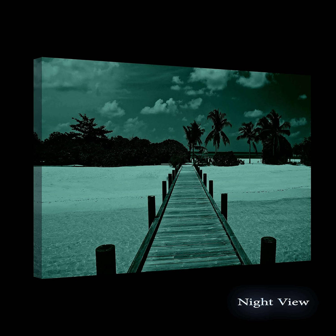 Startonight Bilder Brücke zum Strand, Leinwandbilder Moderne Kunst, Landschaft Wanddeko Kunstdrucke,