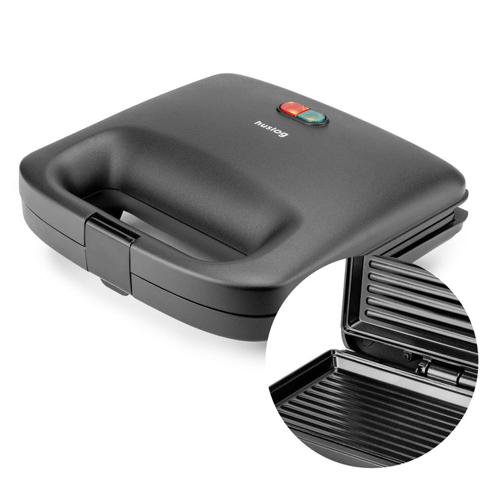 QuickBite Toaster, Sandwichmaker, Sandwich, Antihaftbeschichtung, 1000W, Panini, Schwarz Schwarz 24,