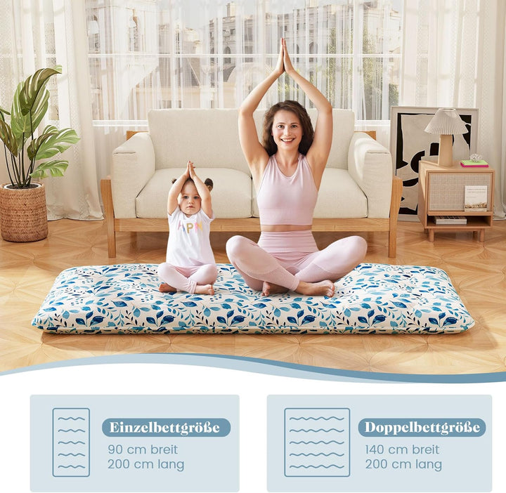 COSTWAY Japanische Futon Matratze, Tatami-Matte, Bodenmatratze, Klappmatratze mit waschbarem Bezug,