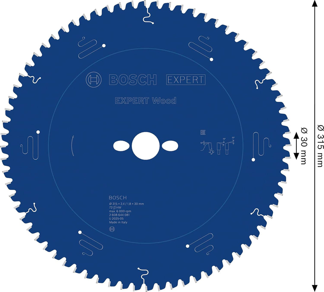 Bosch Professional 1x Kreissägeblatt Expert for Wood (Holz, Sägeblatt Ø 315 x 30 x 2,4 mm, 72 Zähne,