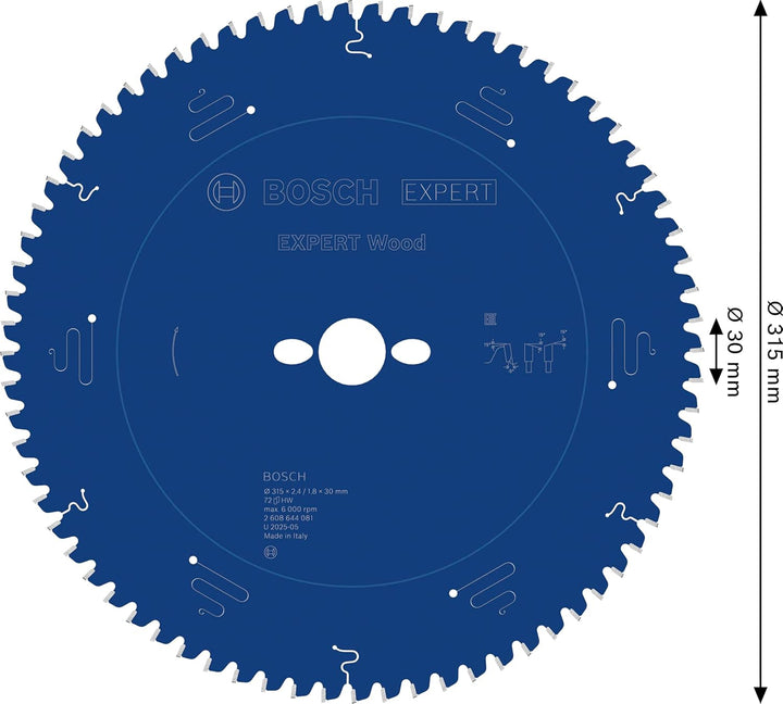 Bosch Professional 1x Kreissägeblatt Expert for Wood (Holz, Sägeblatt Ø 315 x 30 x 2,4 mm, 72 Zähne,
