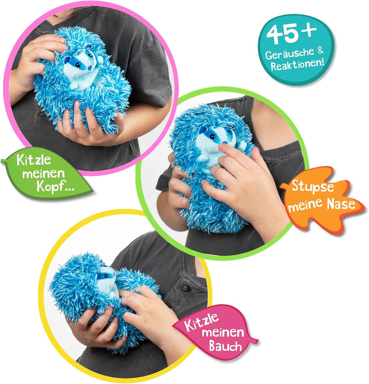 Curlimals 3710 - Blue der Dachs, interaktives Plüschtier mit 45 Geräuschen und Reaktionen, ca. 14 cm