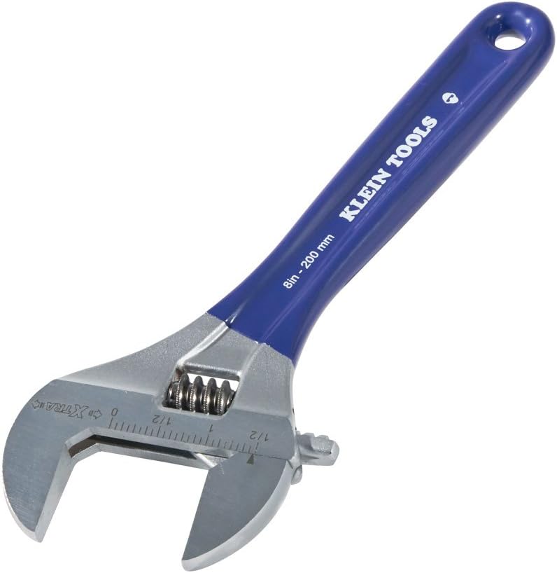 Klein Tools D509–8 Verstellbarer Schraubenschlüssel 20,3 cm mit extrabreiten Kiefer