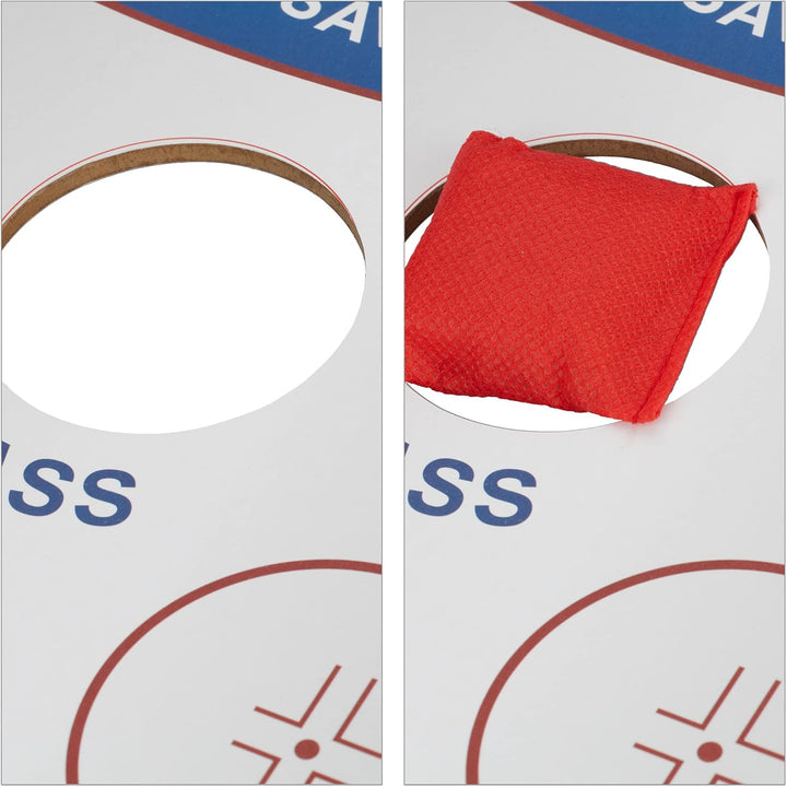 Relaxdays Cornhole, Wurfspiel Set, 10 Sandsäcke, Bean Bag Spiel, HxBxT: 18 x 29 x 58 cm, Indoor & Ou