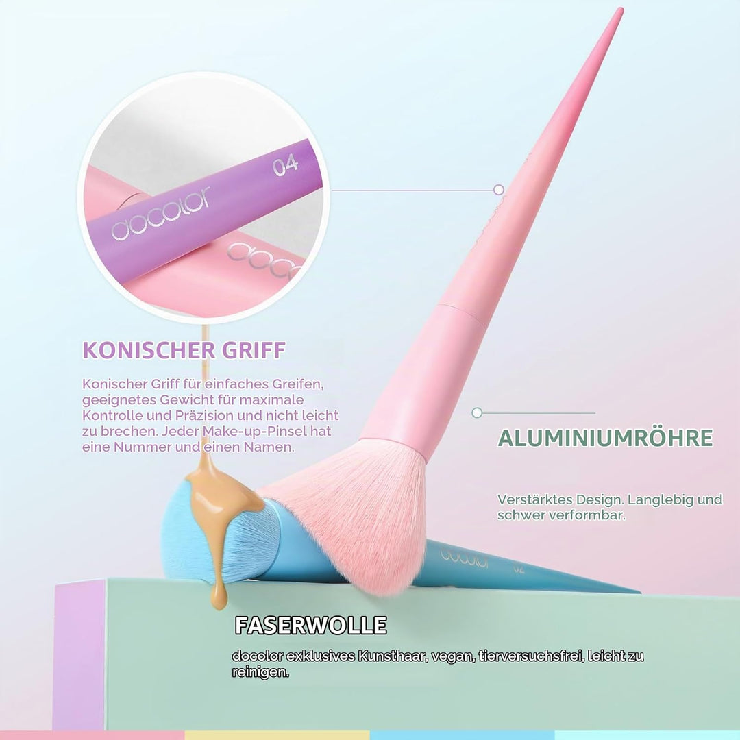 Pinselset Makeup Docolor 17 Stück Make up Pinsel Set Rosa Schminkpinsel Set Enthält Lidschattenpinse