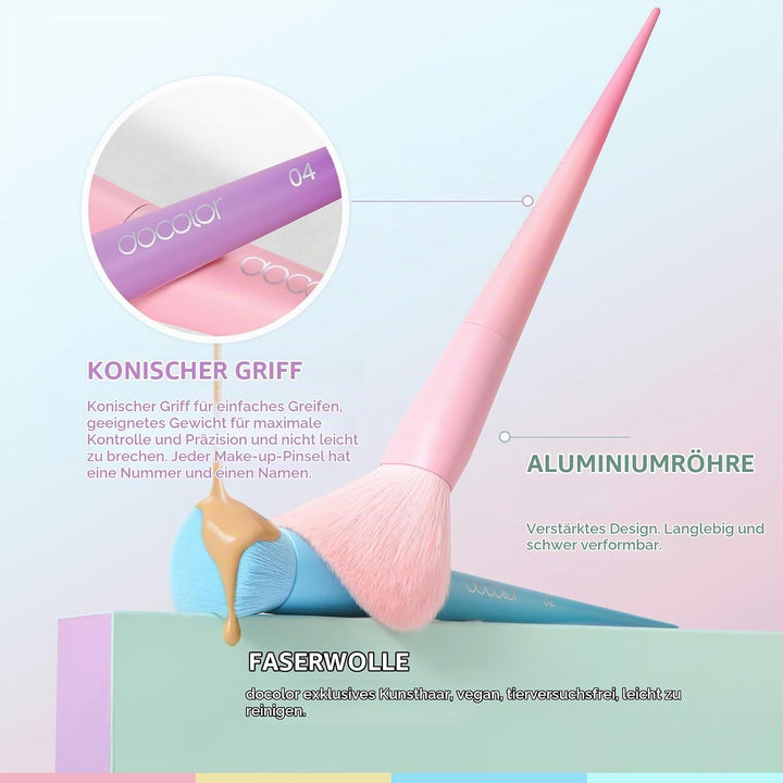 Pinselset Makeup Docolor 17 Stück Make up Pinsel Set Rosa Schminkpinsel Set Enthält Lidschattenpinse