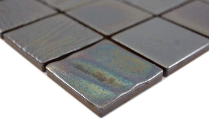 Mosaikfliese Keramik schwarz chrom irisierend Struktur Mosaikfliese Fliesenspiegel Küche Mosaikwand