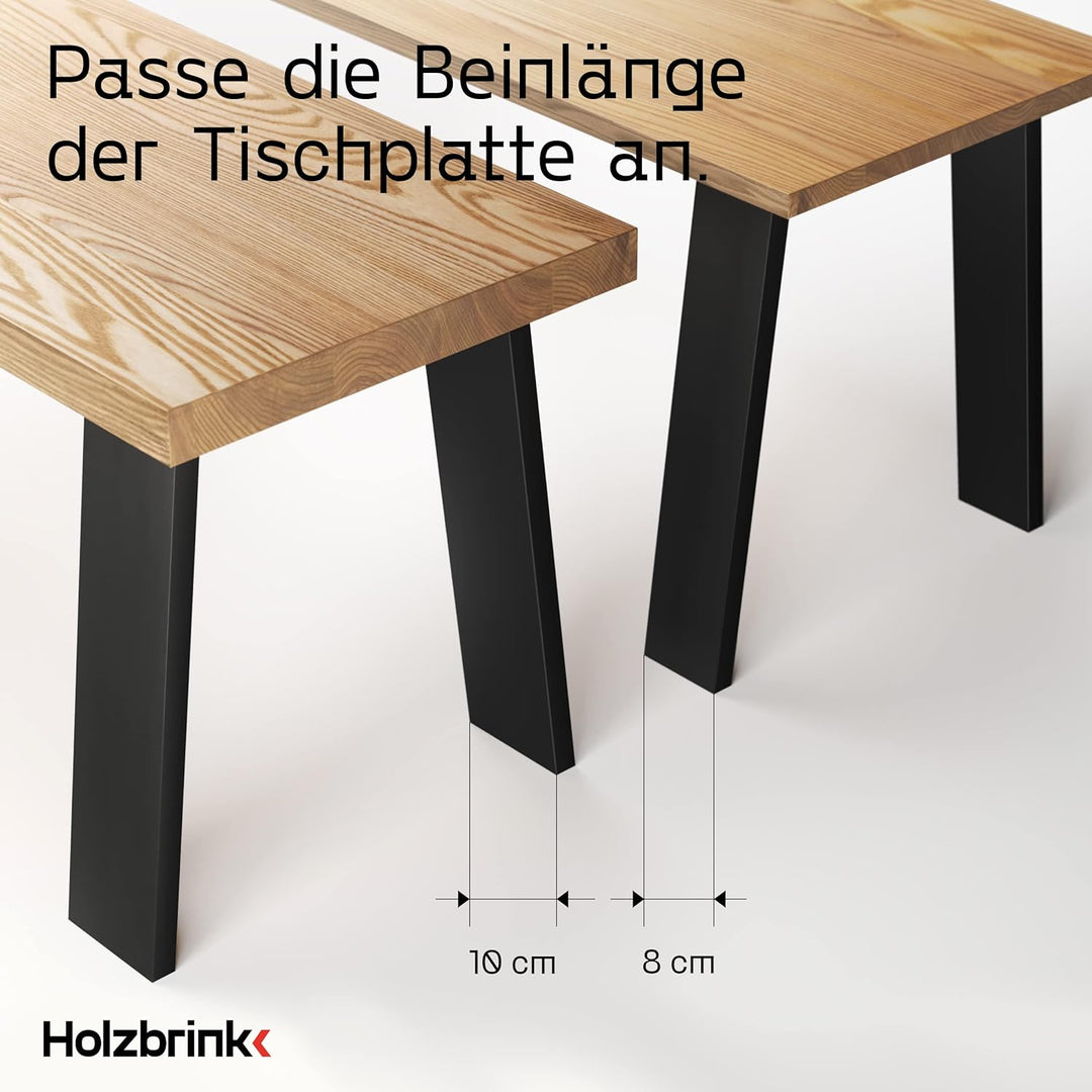 HOLZBRINK Tischbeine Metall Rohstahl mit Klarlack | Gestell Trapez für Schreibtisch, Esstisch, Couch