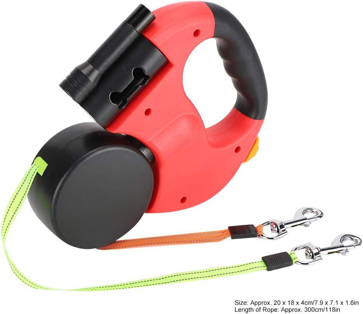 lyrlody Rollleine für Hunde, Leine für 2 Hunde, 360° Verwicklungsfreie Ausziehbare Leine mit LED-Leu