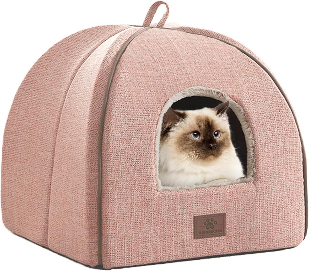 Katzenbett für Indoor-Katzen - Katzenhöhle, Katzenzelt mit abnehmbarem, waschbarem Kissen, weich und