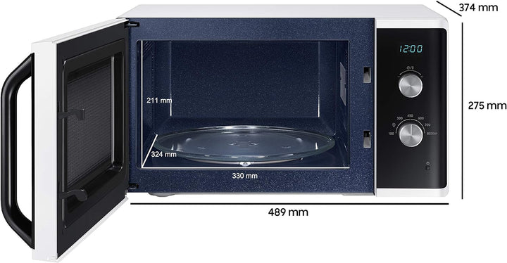 Samsung MW3500 Mikrowelle MS23K3614AW/EG / 800 W / 23 L Garraum / 48, 9 cm Breite / Kratzfester Kera