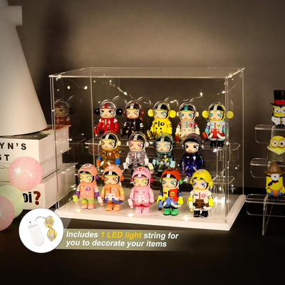 Nynelly Funko Pop Vitrine, 3 Ebenen, Acryl, transparent, Funko Pop Präsentationsbox, Anti-Schmutzvit