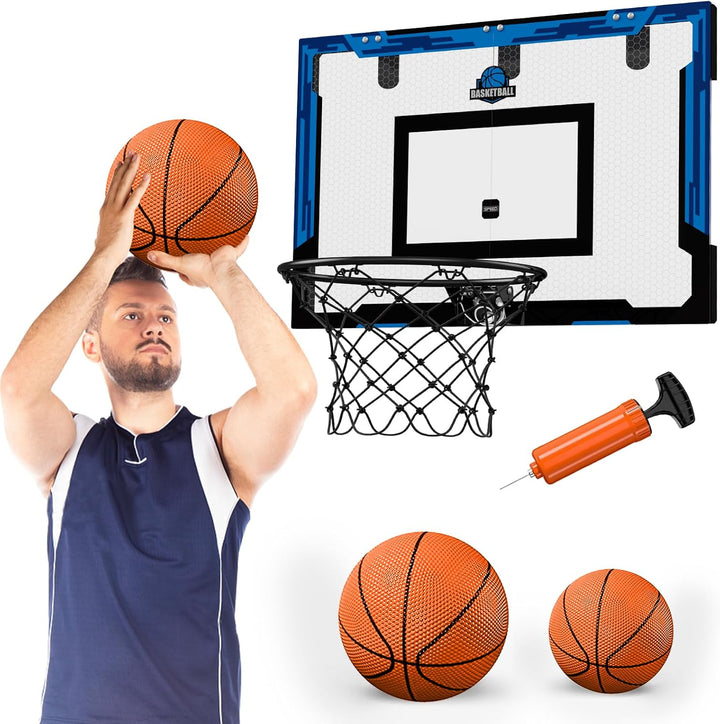 HYES 24" x 16" Grosser Basketballkorb Indoor für Kinder, Basketball Korb mit Stabiler Backboards, 2