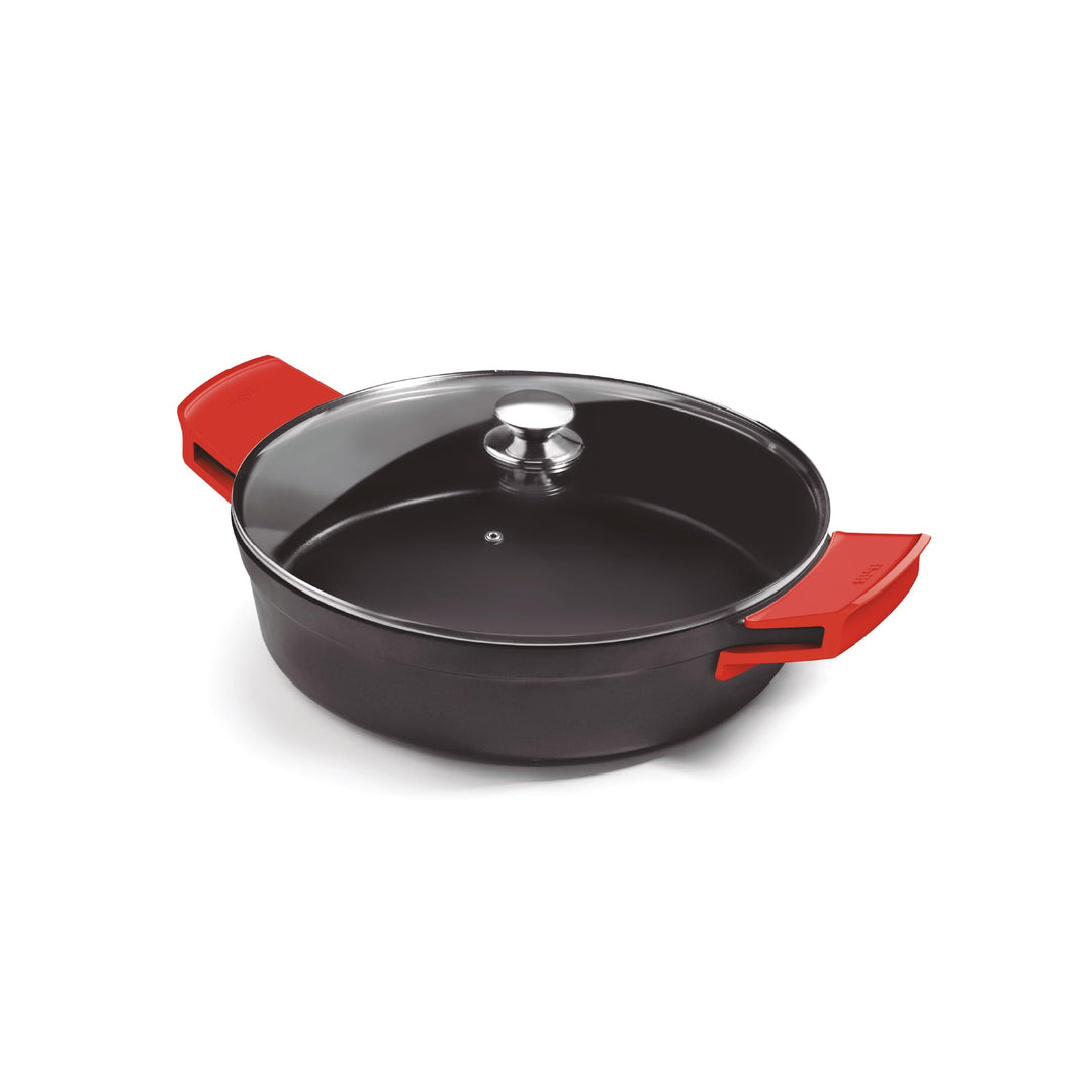 IBILI - Schmortopf Excellent, Titan, aus geschmiedetem Aluminium, Deckel aus Glas und Griffe aus Sil