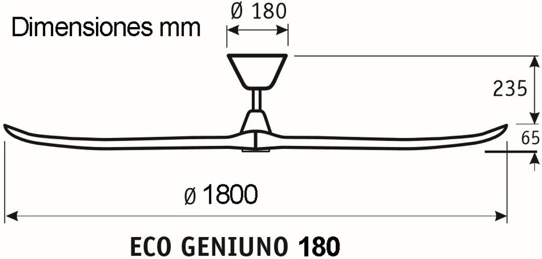 Casafan Eco Genuino Deckenventilator MW-NT - Low Power Weisser Motor/Naturholz-Spas (180 cm)