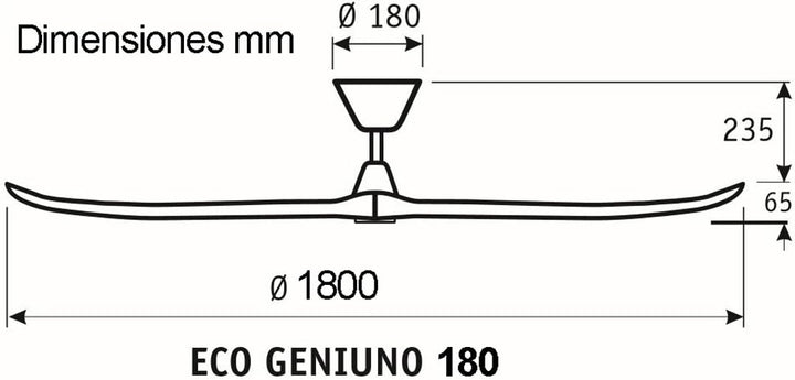 Casafan Eco Genuino Deckenventilator MW-NT - Low Power Weisser Motor/Naturholz-Spas (180 cm)