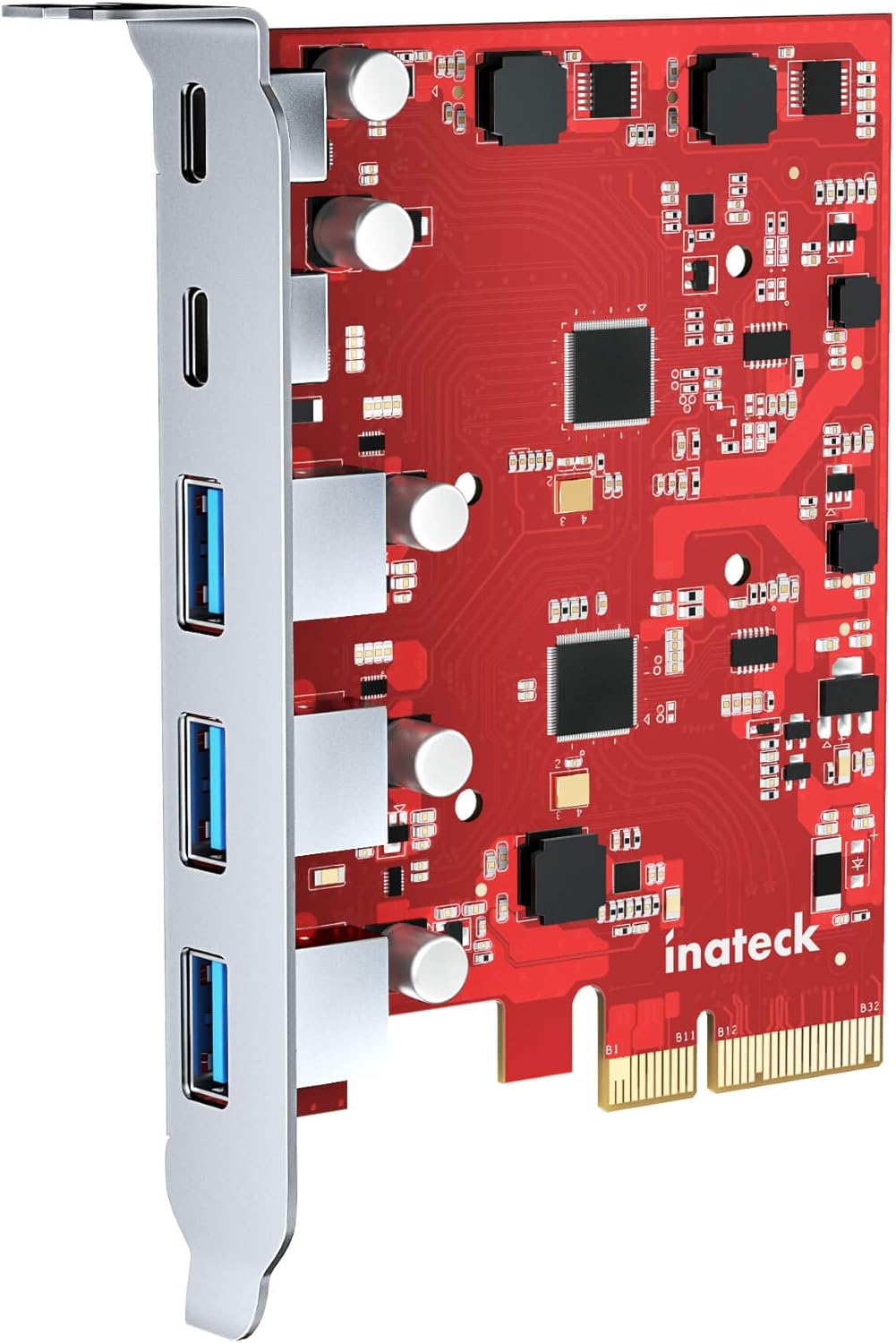 Inateck RedComets U21, PCIe zu USB 3.2 Gen 2 Karte mit insgesamt 16 Gbps Bandbreite, 3 USB Typ-A und