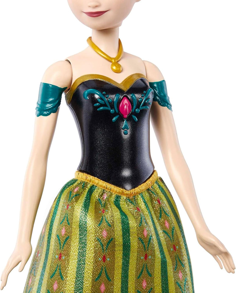 Disney Frozen Disney "Die Eiskönigin" Spielzeug, Anna-Musikpuppe in charakteristischer Kleidung, spi