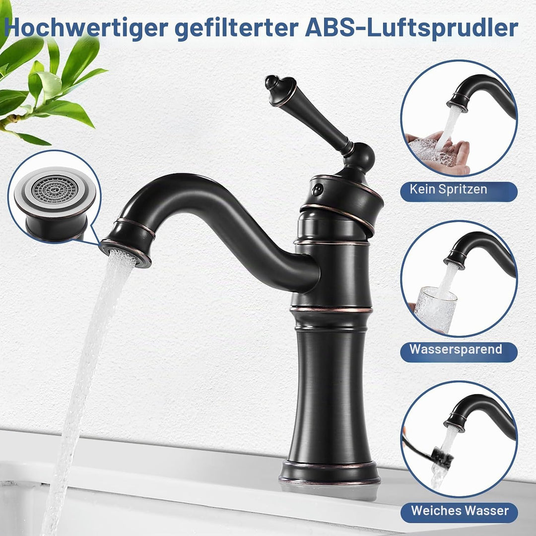 Wasserhahn Bad Schwarz, Waschtischarmatur Antik, Waschbecken Armaturen Mischbatterie, Armatur Badezi