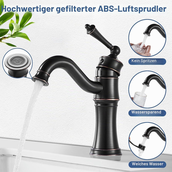 Wasserhahn Bad Schwarz, Waschtischarmatur Antik, Waschbecken Armaturen Mischbatterie, Armatur Badezi