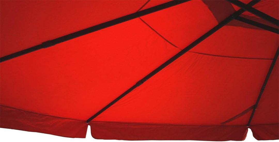 Sonnenschirm Meran Pro, Gastronomie Marktschirm mit Volant Ø 5m Polyester/Alu 28kg ohne Ständer anth