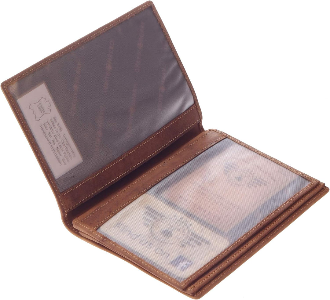 Greenburry Leder-Ausweismappe mit Petri Heil Motiv - Leder Angelausweis-Mappe - 16,5x12cm