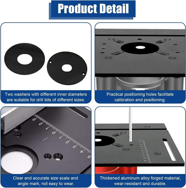 Set mit 3 Frästisch Einlegeplatten, Aluminiumlegierung, Frästisch Einlegeplatte für Oberfräsen, Rout