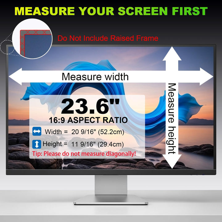 2 Stück Sichtschutzfolie für 23.6 Zoll 16:9 (52.2x29.4cm) Monitor - Blaulichtfilter & Blendschutz, A