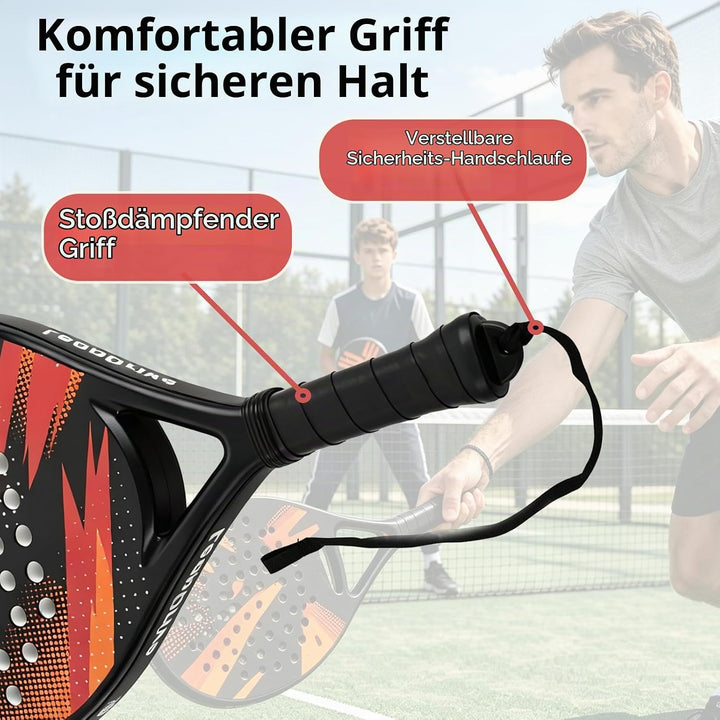 Padel Schläger Set - 2X Racket + 2X Bälle + Tasche, Padelschläger für Anfänger, Damen, Padel Racket