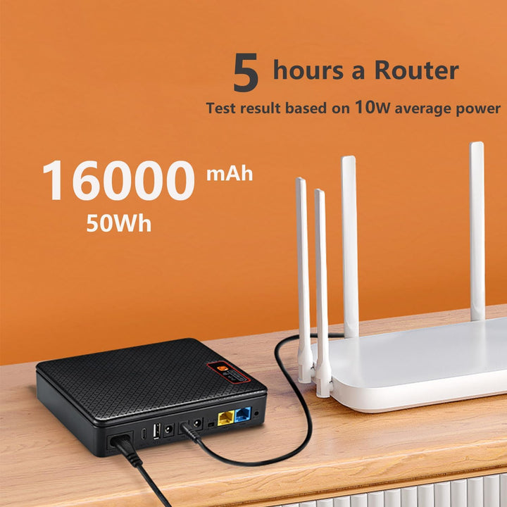 Mini UPS 12V/1,5A Router USV 16000mAh (59Wh) Unterbrechungsfreie Stromversorgung 9V/1A USB 5V/2A, 16