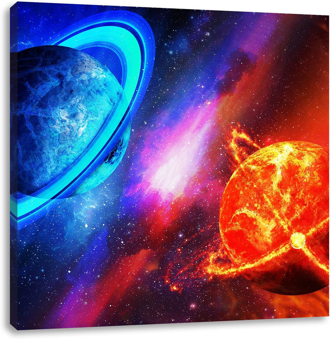 Ausgleich im Weltall, Format: 70x70 auf Leinwand, XXL riesige Bilder fertig gerahmt mit Keilrahmen,