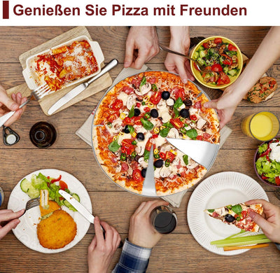 TEAMFAR Pizzablech, Rund Pizzaform Pizzapfannen 4er-Set aus Edelstahl, ∅ 29 cm Pizza Backblech zum B