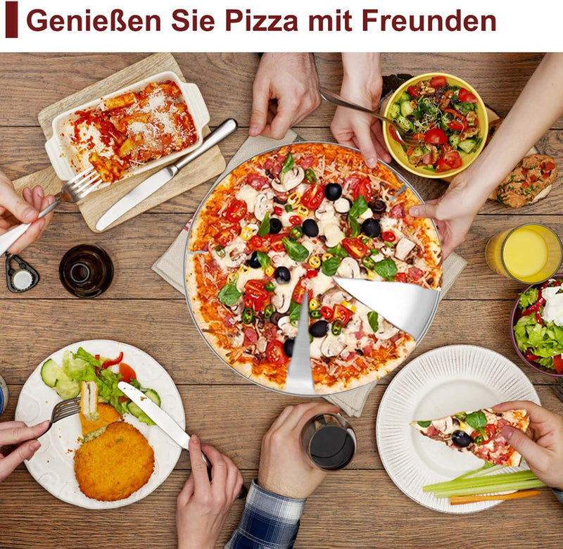 TEAMFAR Pizzablech, Rund Pizzaform Pizzapfannen 4er-Set aus Edelstahl, ∅ 29 cm Pizza Backblech zum B
